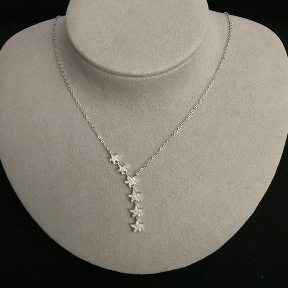 Beautiful Falling Star Necklace w/ Genuine GRA Certified Moissanite 18”-20”-NEW - Picture 1 of 12